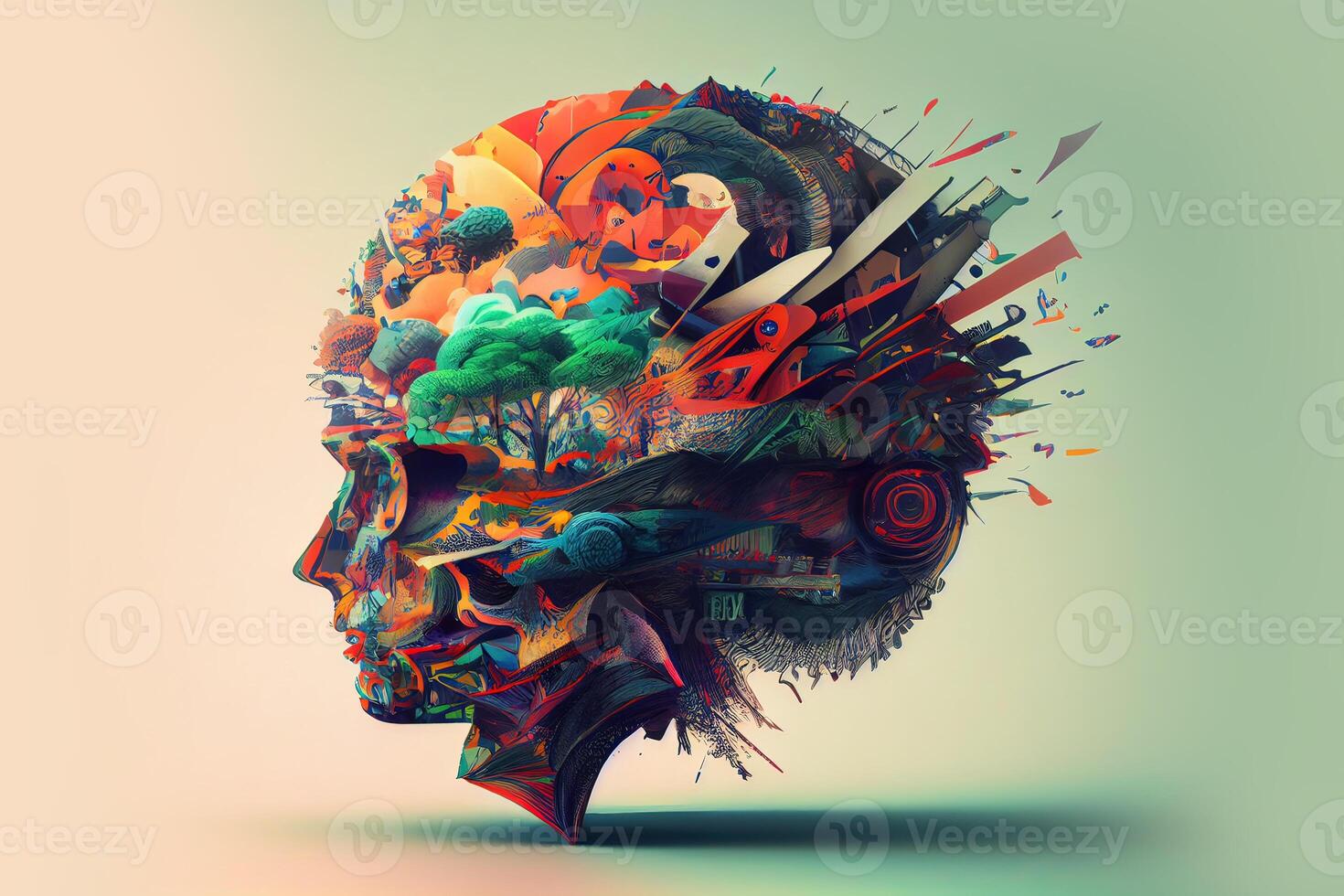 Premium Photo | Illustration of annual collective mind concept art  exploding mind inner world dreams emotions imagination and creative mind  generative ai