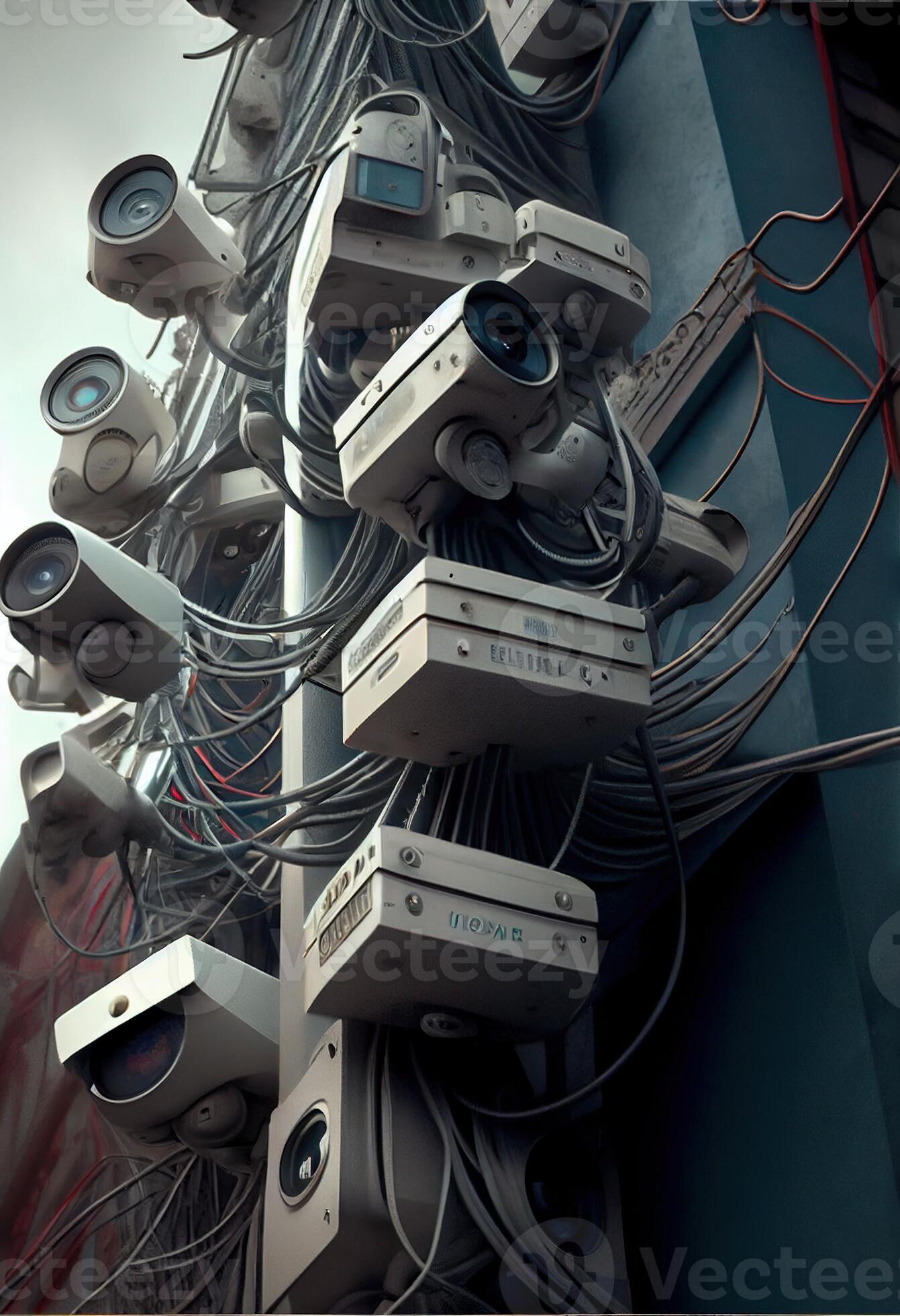 illustration of building absolutely covered with surveillance cameras Circuit Diagram