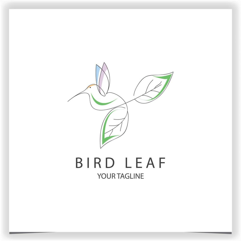 Minimalist bird nature leaf logo concept with clean and elegant lines style design vector illustration logo premium elegant template vector eps 10