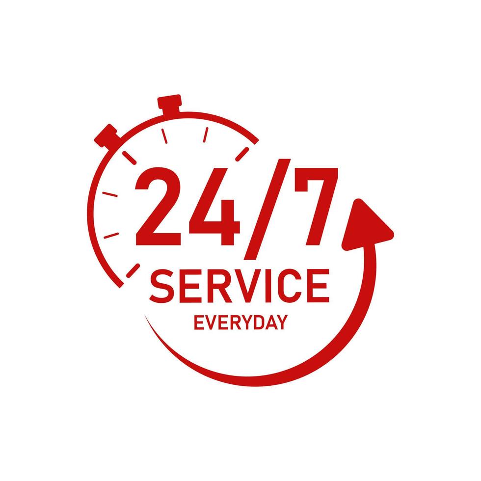 24x7 Service Everyday vector design