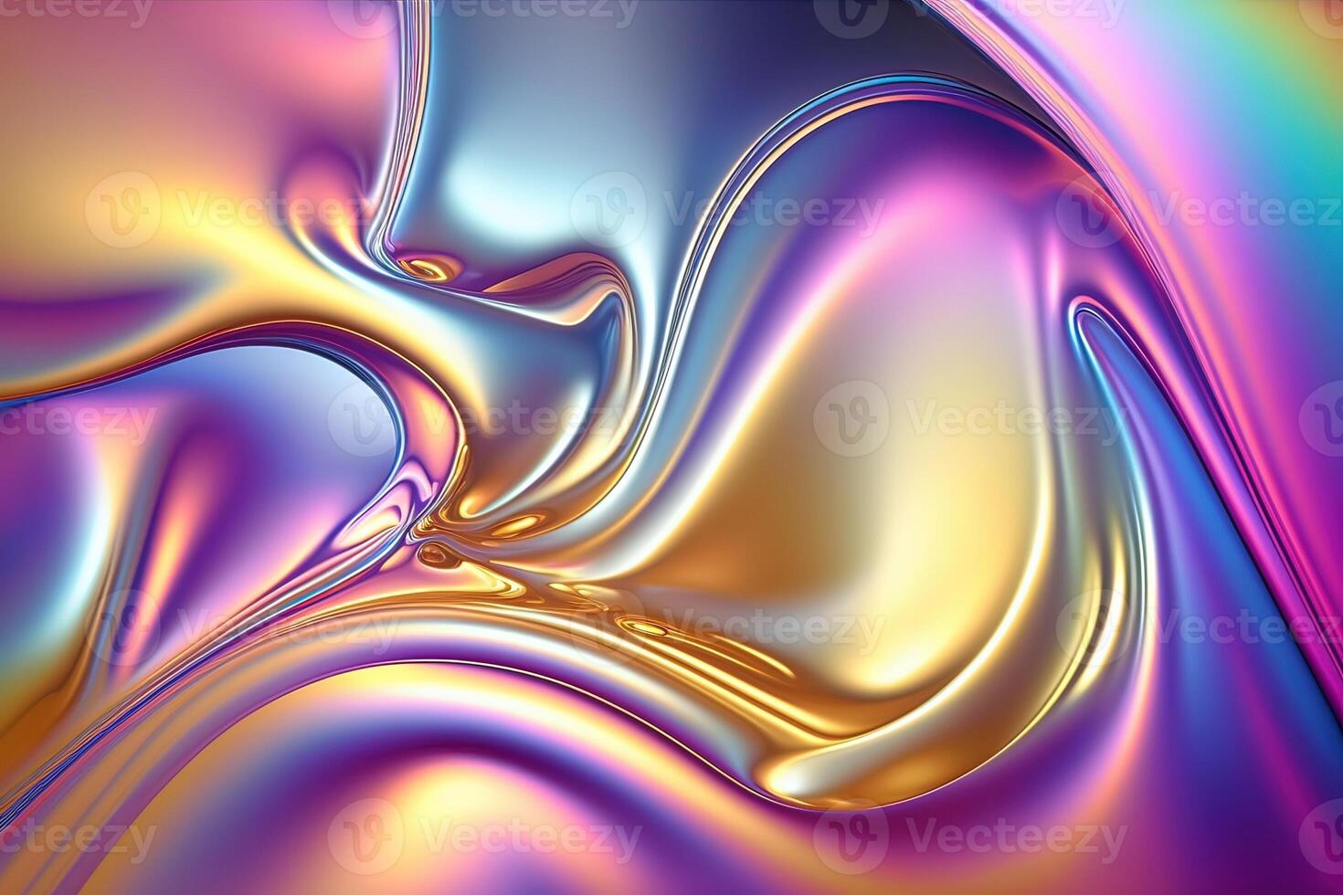 illustration of holographic liquid background. Holographic iridescent backdrop. Pearlescent gradient and foil effect for design prints. Rainbow metal photo