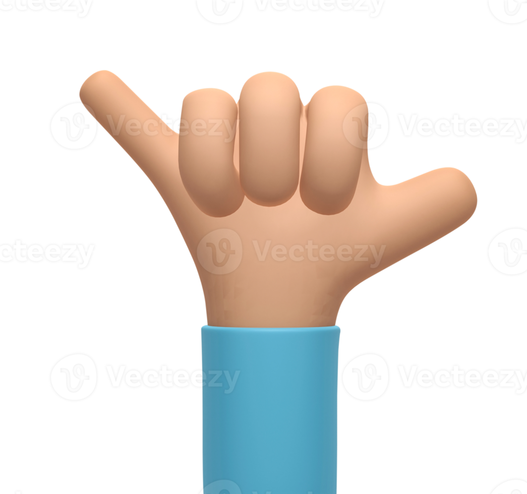 3D rendering, 3D illustration. Cartoon character hand isolated on transparent background. Simple hand style png
