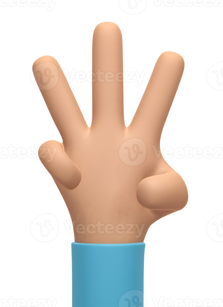 3D rendering, Cartoon character hand isolated on transparent background png