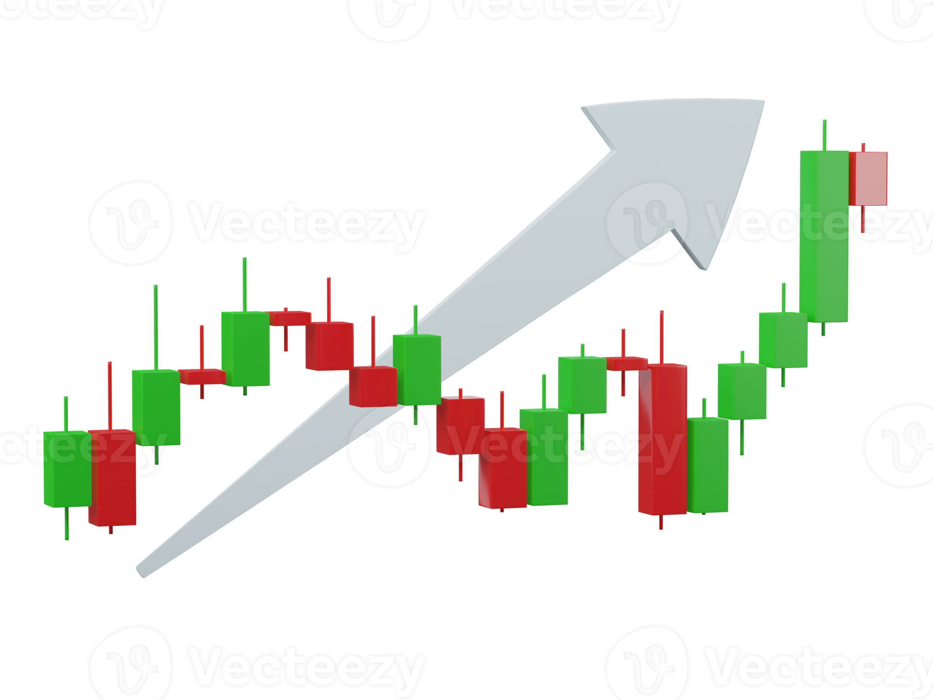 3D, Growth stock diagram financial graph isolated on transparent