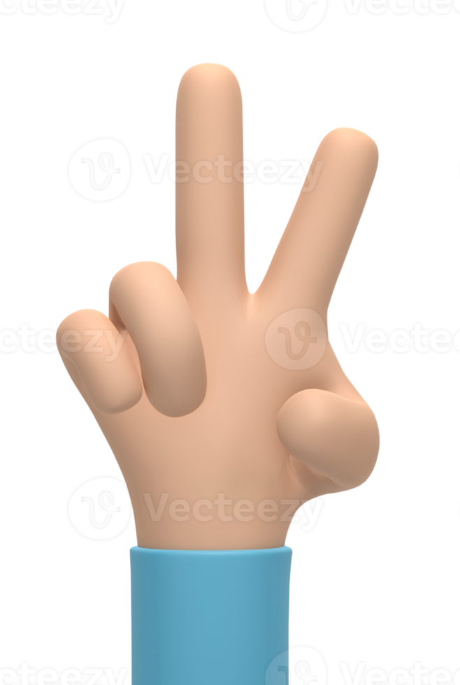 3D rendering, 3D illustration. Cartoon character hand isolated on transparent background. Simple hand style png