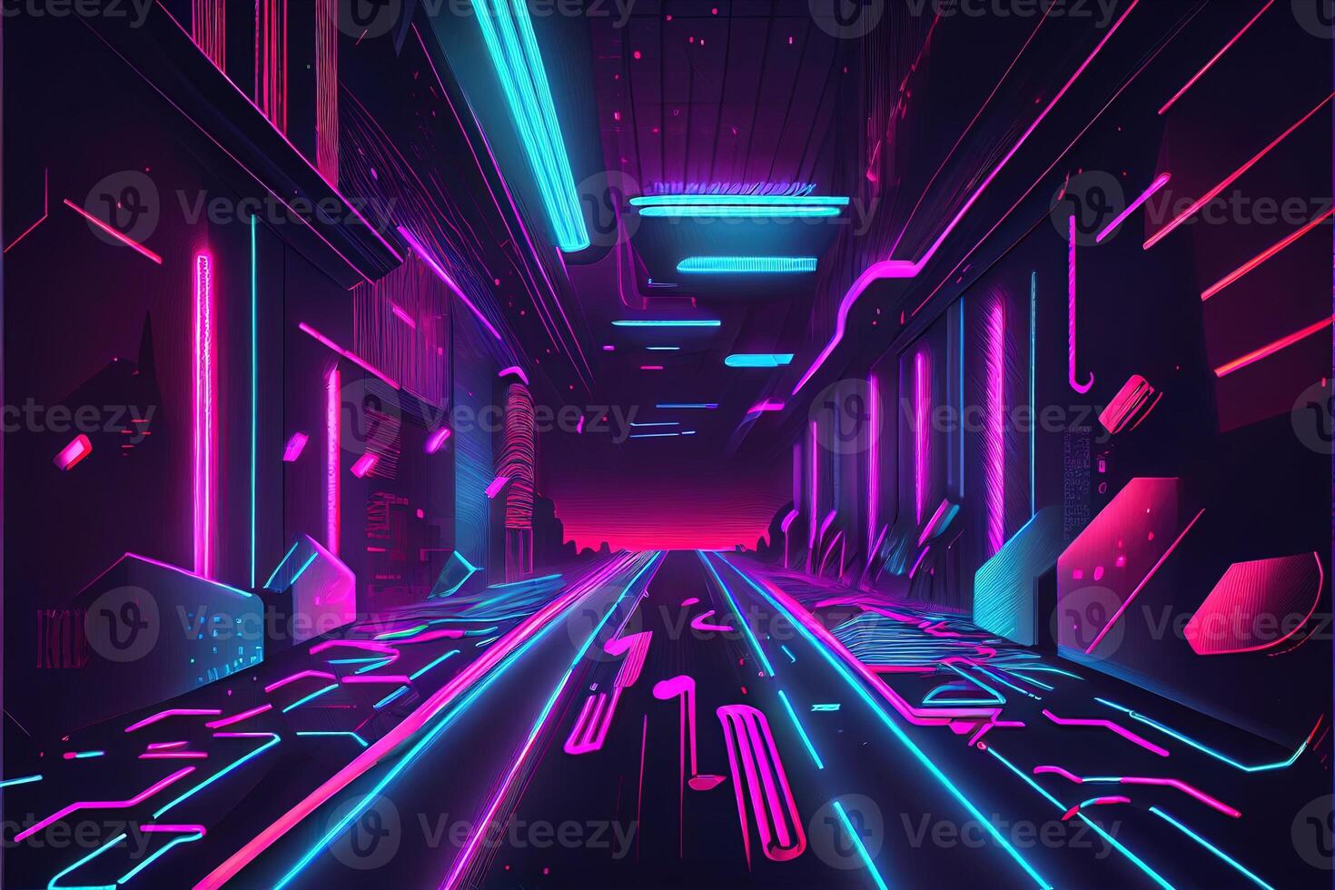 Generative AI illustration of gaming background, abstract cyberpunk style  of gamer wallpaper, neon glow light of scifi fluorescent sticks. Digitally  generated image 22694863 Stock Photo at Vecteezy