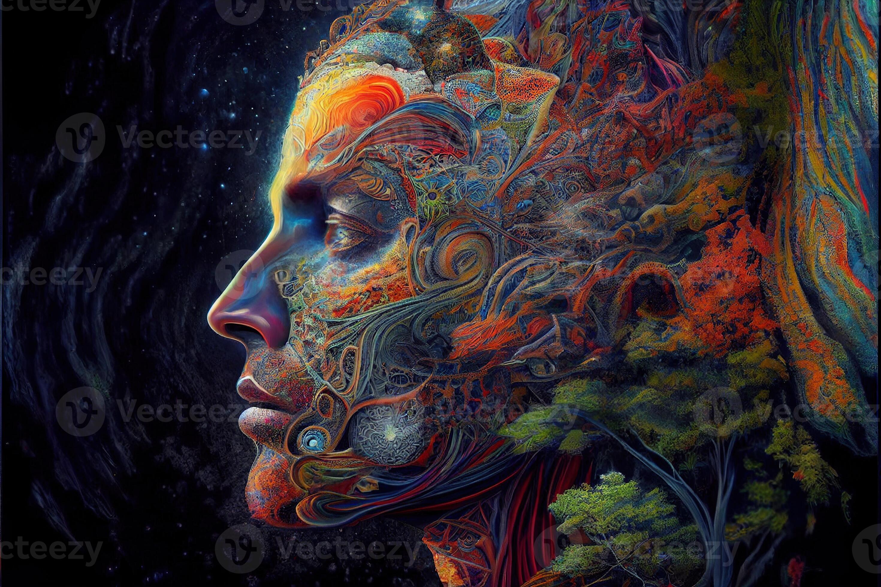 Generative AI illustration of higher yoga relax chill out dmt