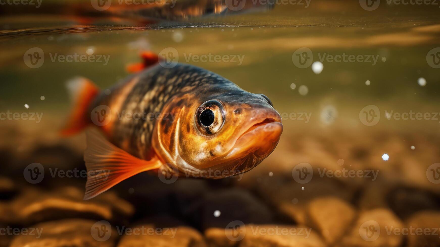 river trout underwater of a mountain river photo