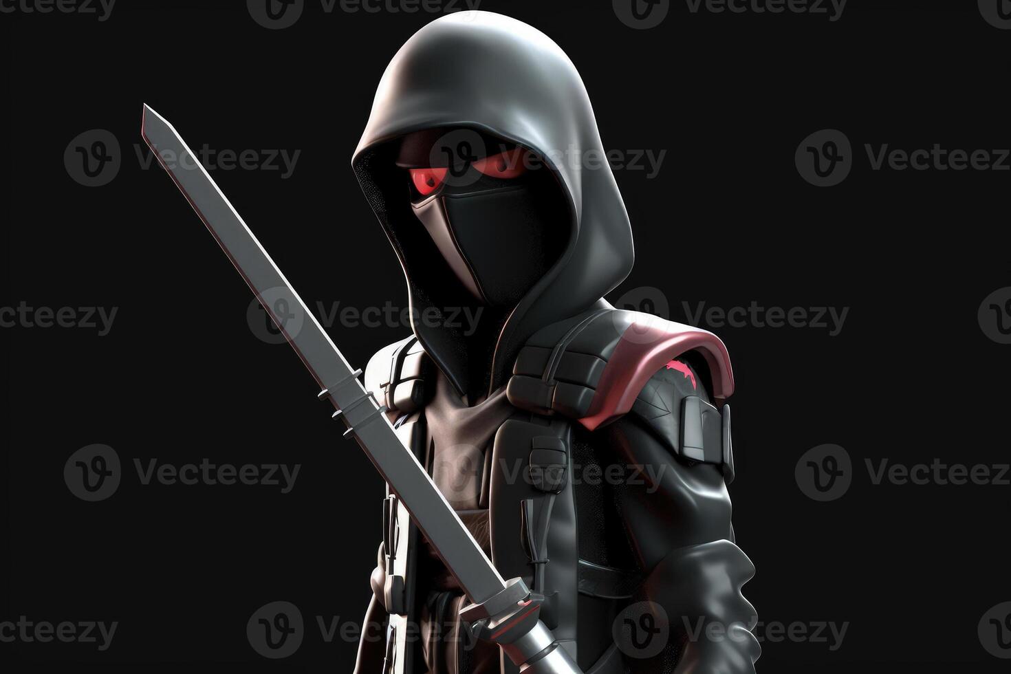 abstract black ninja character on dark background photo