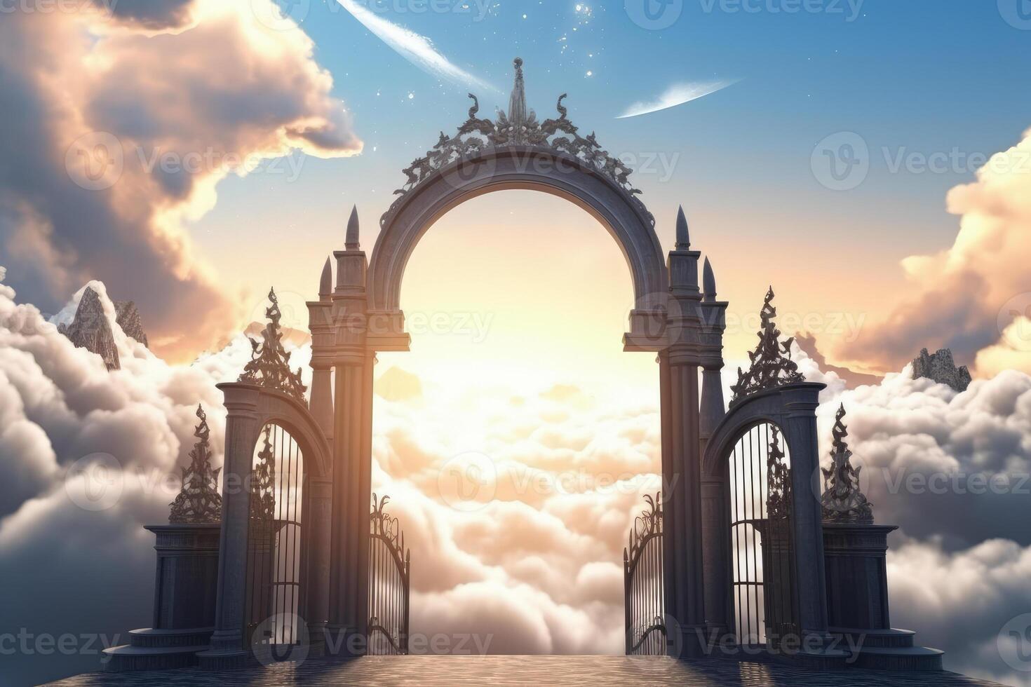 paradise gate to heaven in sun sky photo