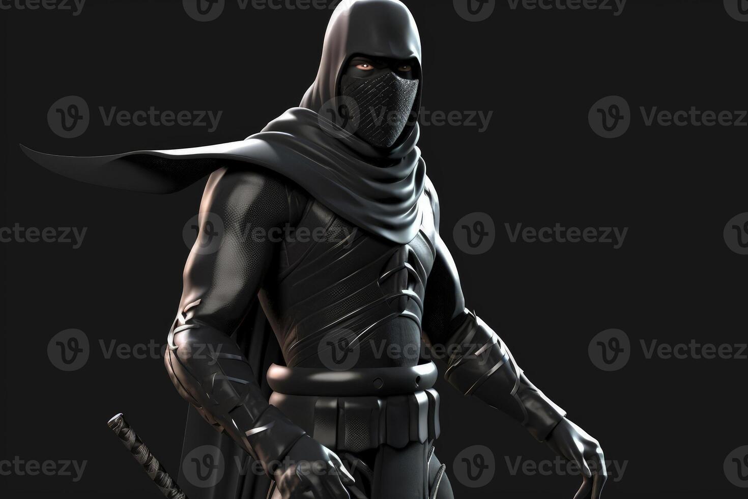 abstract black ninja character on dark background photo