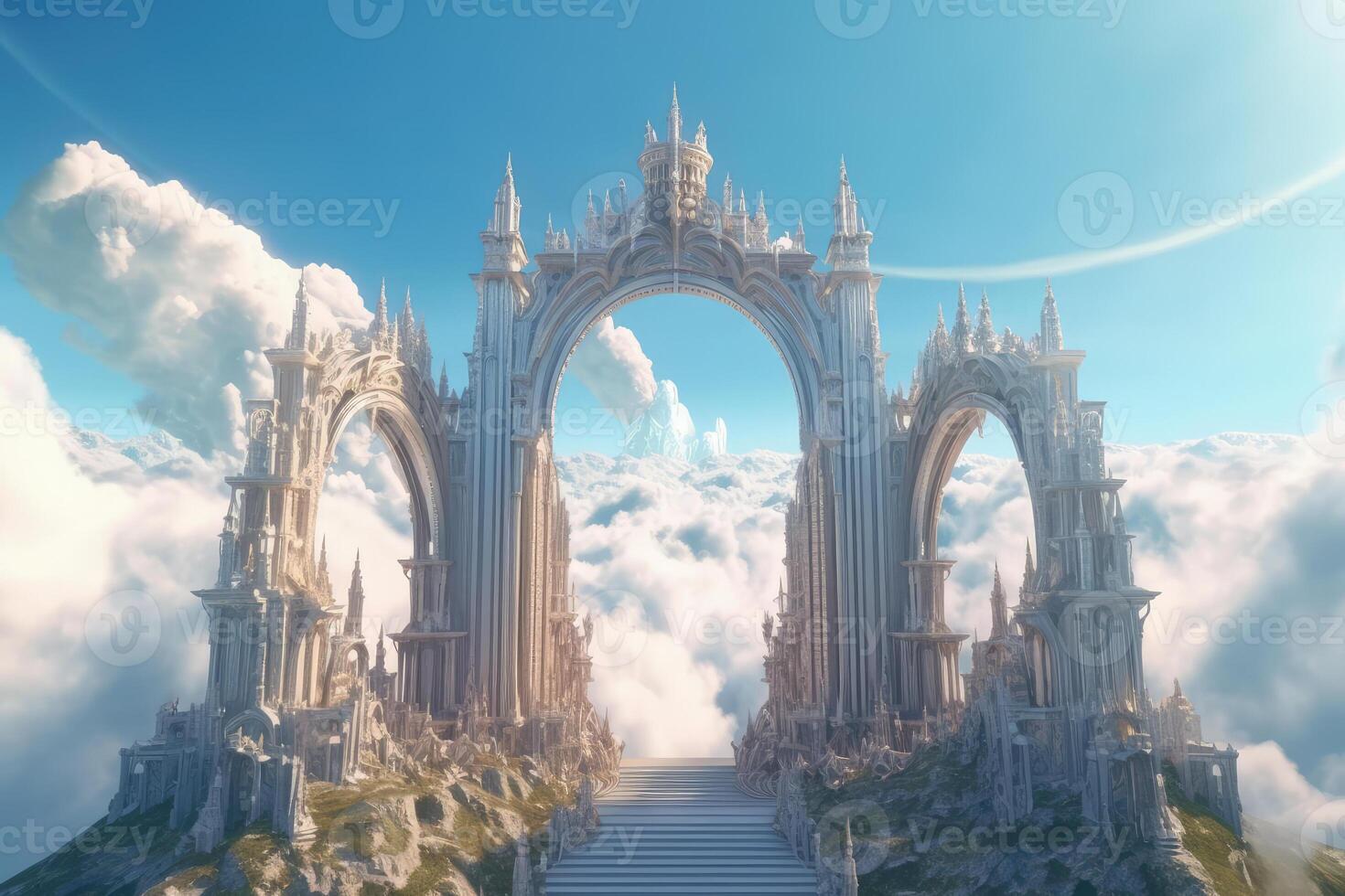 paradise gate to heaven in sun sky photo