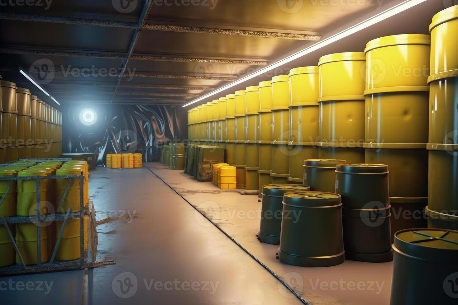 yellow barrels radioactive waste storage photo