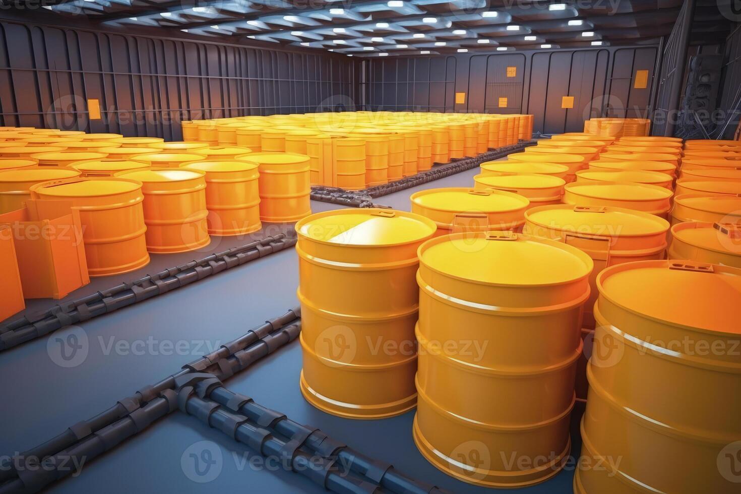 yellow barrels radioactive waste storage photo