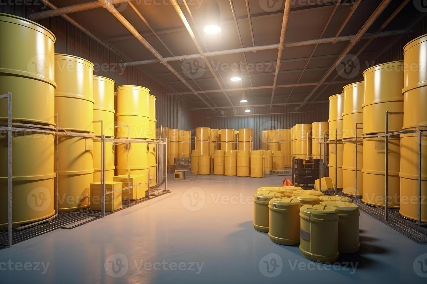 yellow barrels radioactive waste storage photo