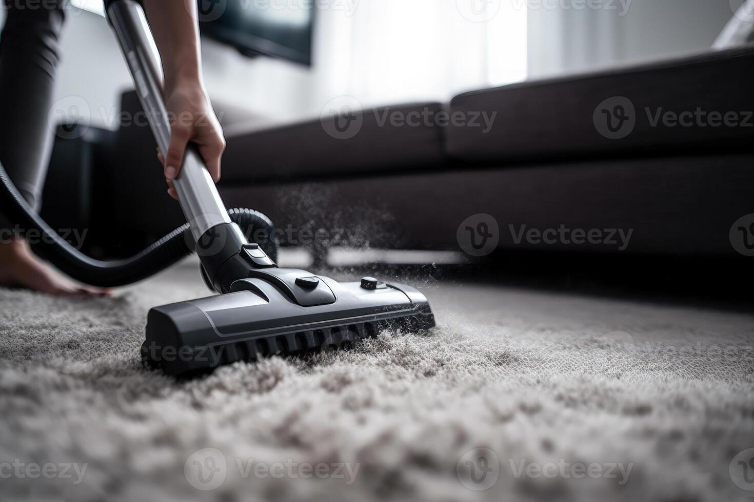 limpieza el casa, alfombra y vacío limpiador generativo ai foto
