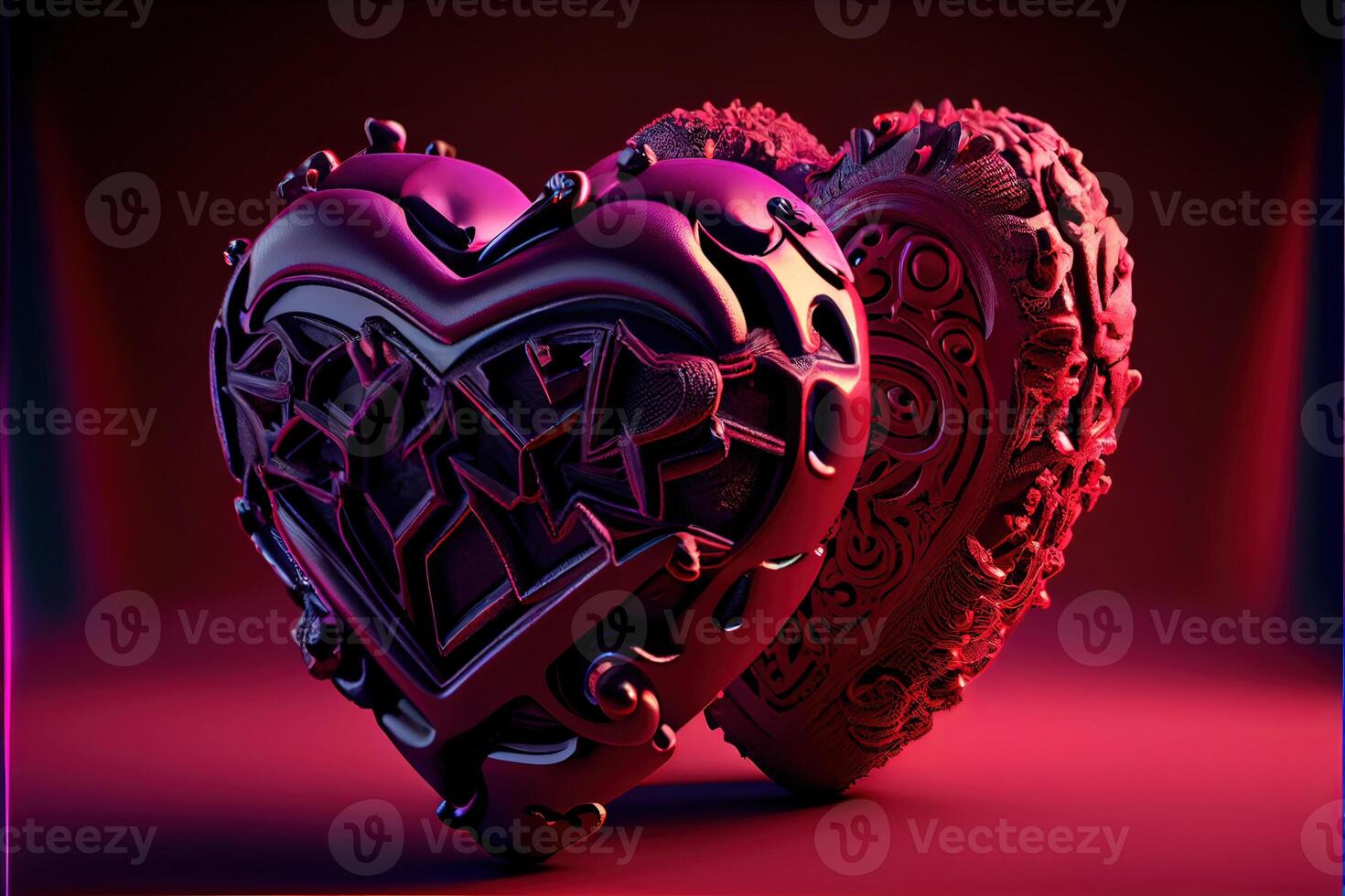 illustration of Valentine day background, love, romantic concept, heart shape. Neural network generated art. Digitally generated image. Not based on any actual scene or pattern. photo