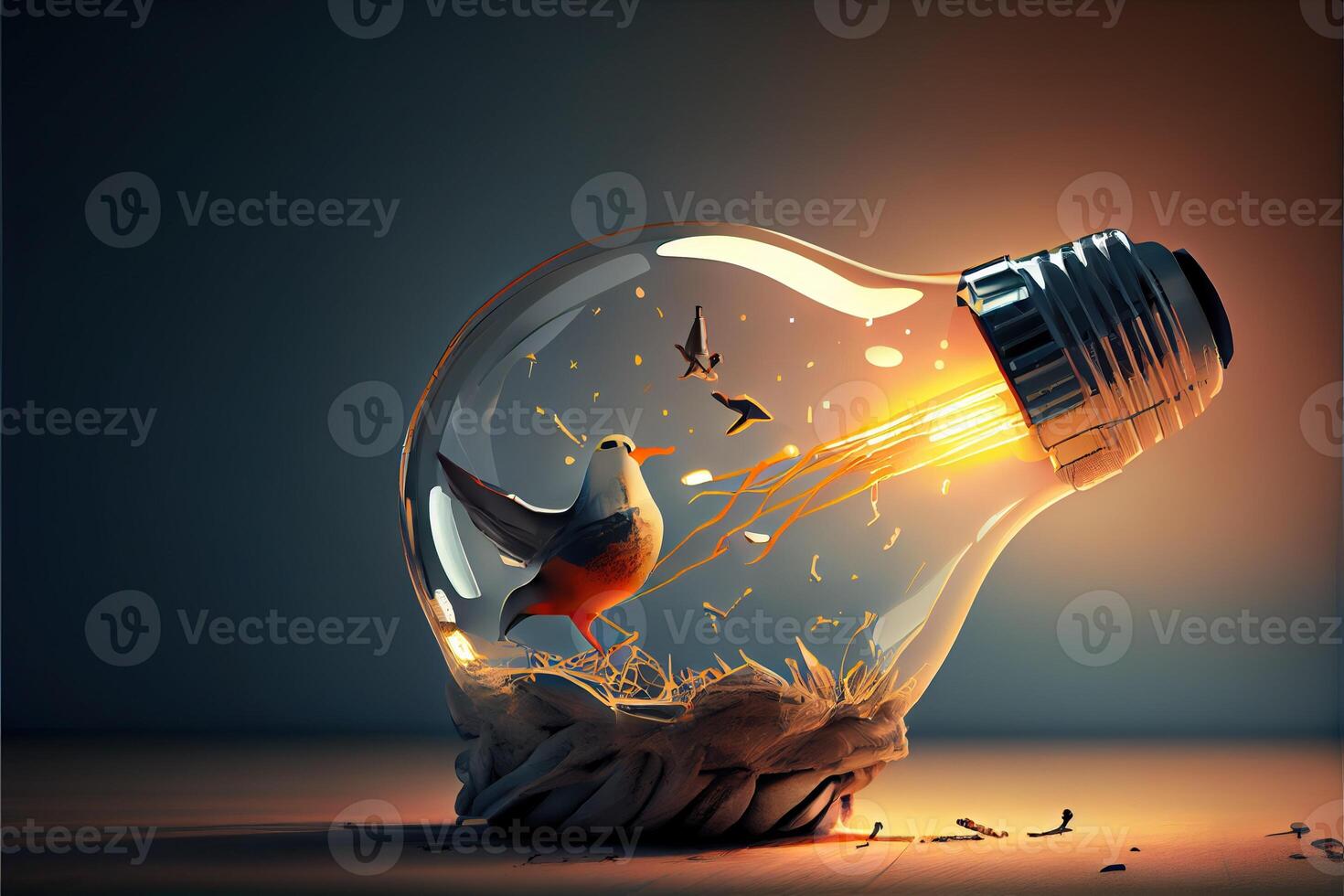 illustration of bright idea for business, education, star up growth, light bulbs on dark background, idea concept photo