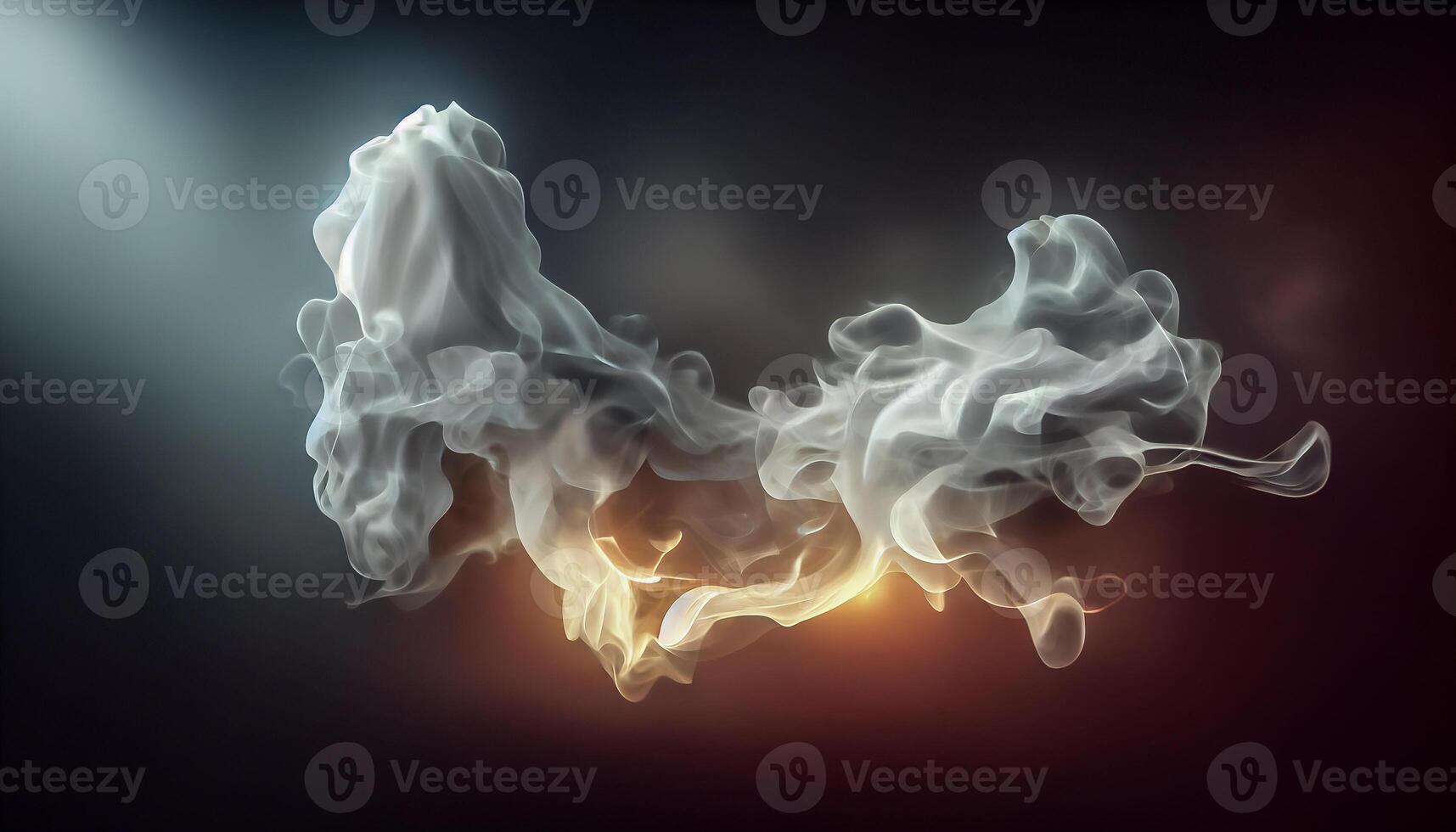 illustration of White curve fog, smoke, clouds, fire and dark background with spotlight. Abstract illustration art. Pattern texture, use for ad, poster and template, business.Digital art photo