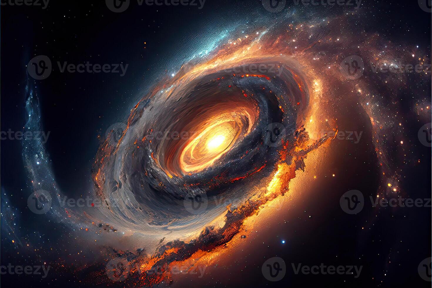 illustration of Milky Way Galaxy colliding with Andromeda Galaxy, universal and outer space photo