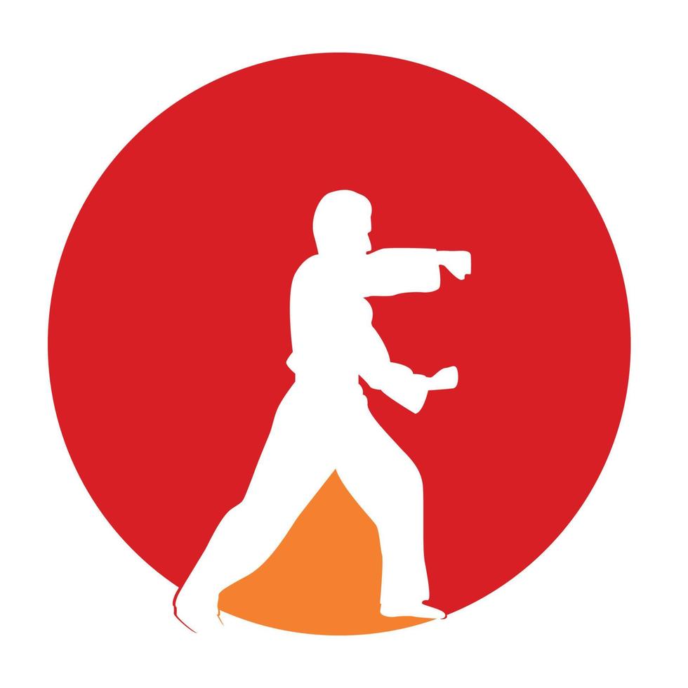 icono de hombre haciendo taekwondo patada vector