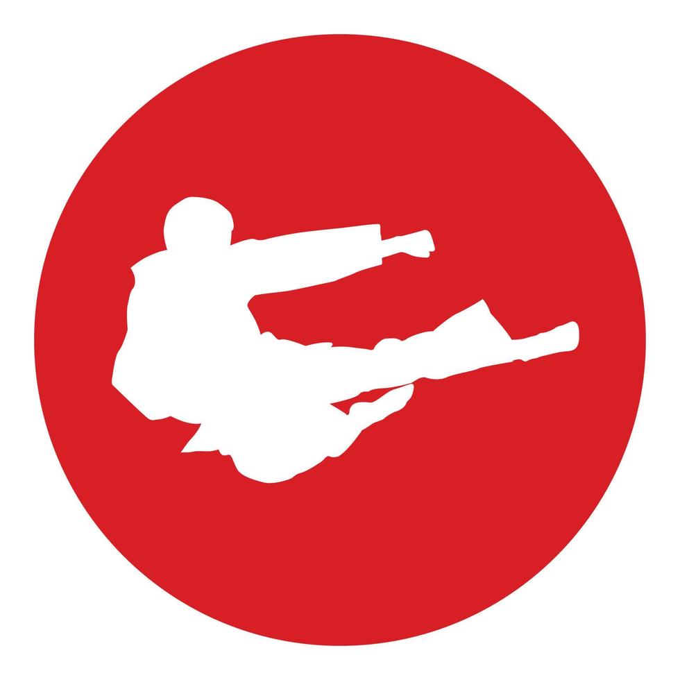 icon of man doing taekwondo kick vector