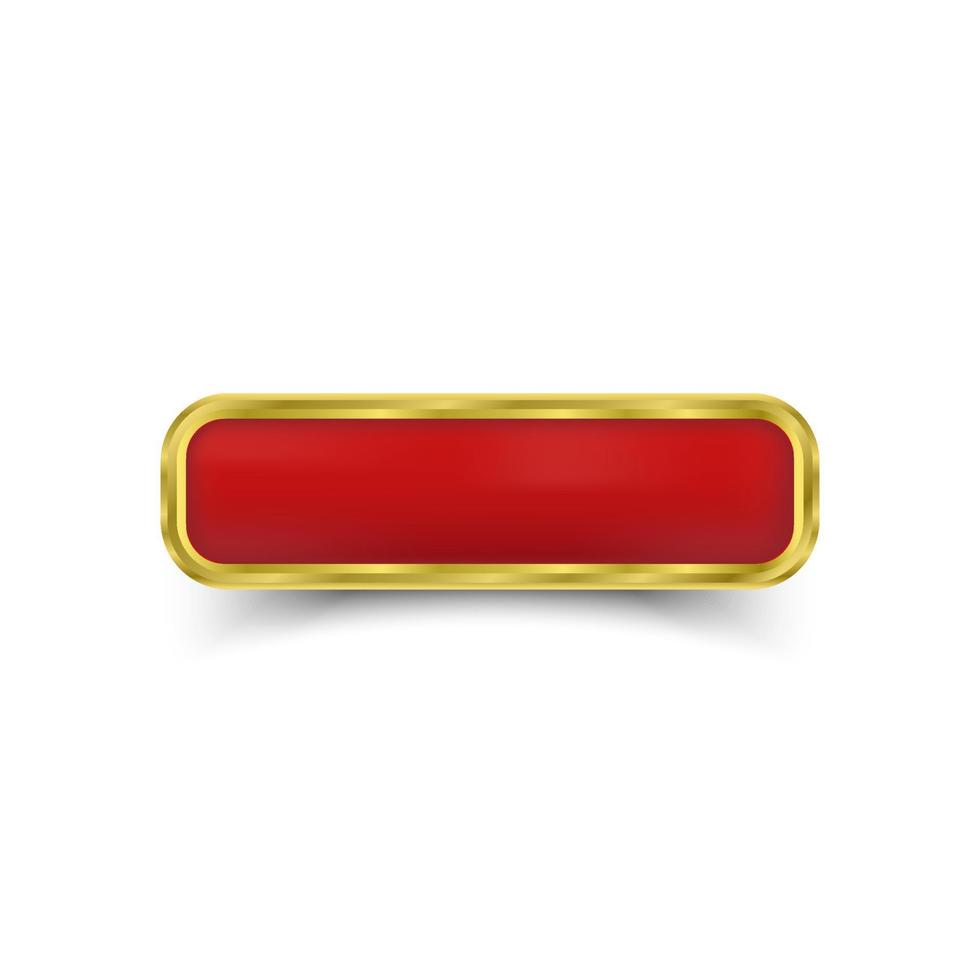 blank red gold square button interface in transparent background vector