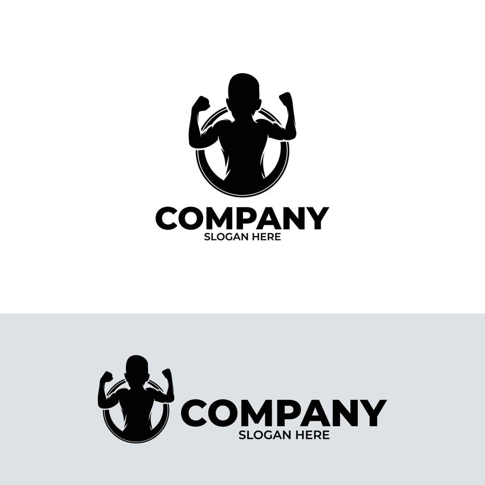 Kids bodybuilding logo design template vector