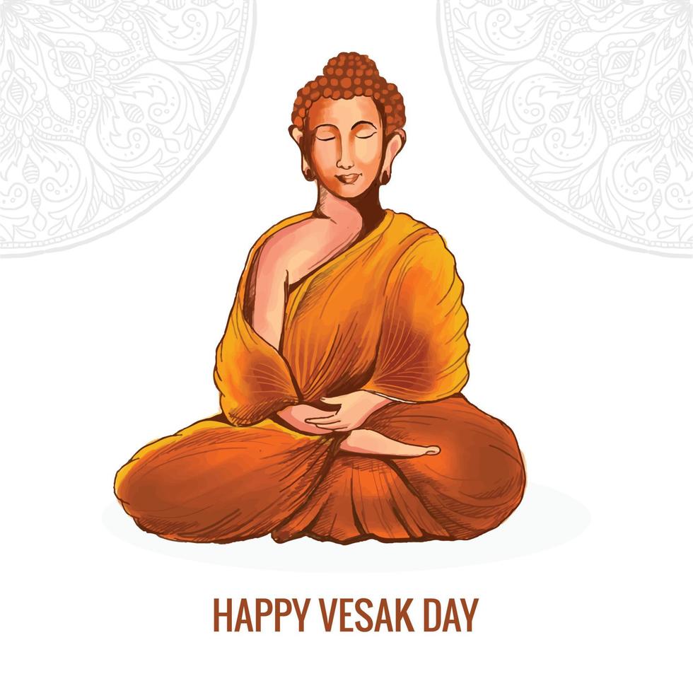 Happy vesak day budha purnima card background vector