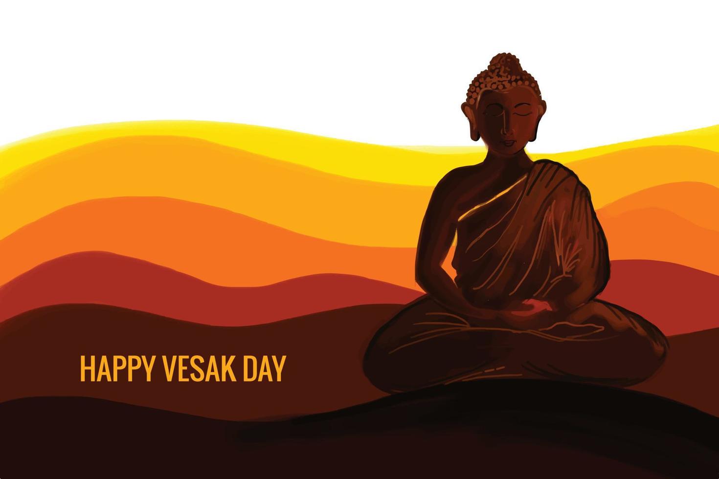 Happy vesak day buddha purnima wishes greeting card background vector