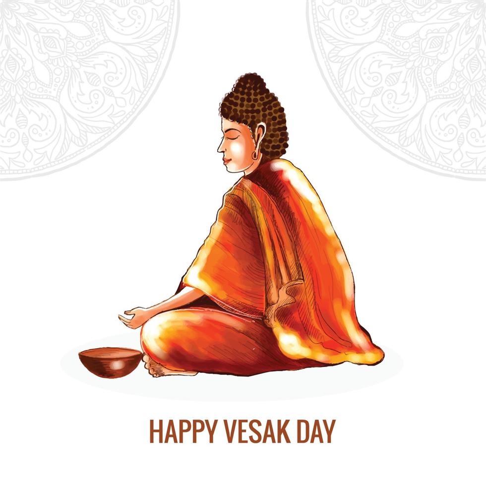 Illustration for happy vesak day celebration card background vector