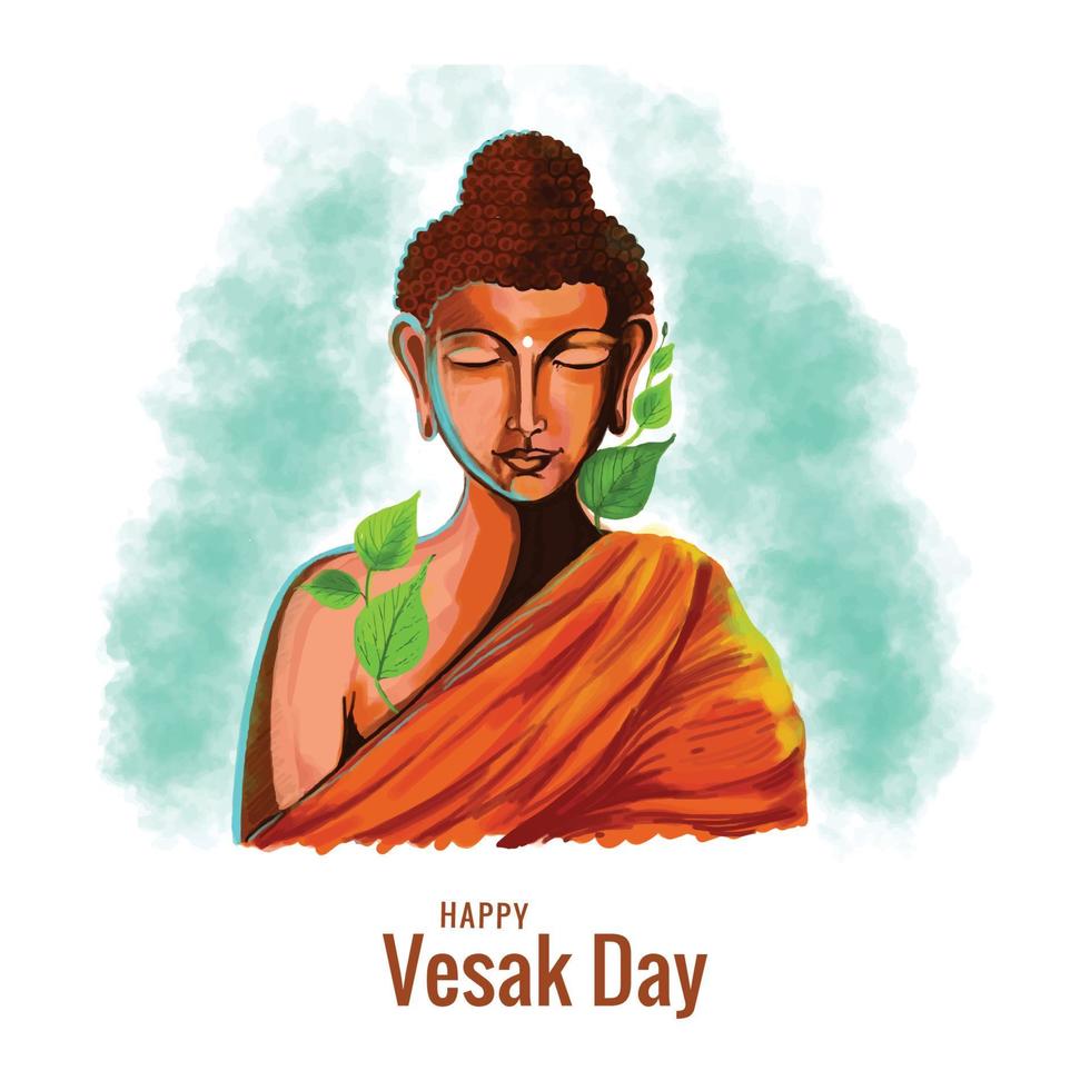 Happy vesak day celebration card background vector