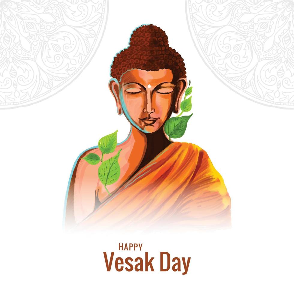 Happy vesak day celebration card background vector