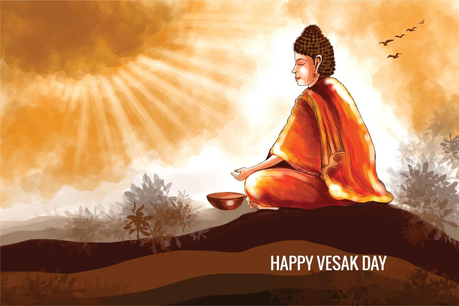 Illustration for happy vesak day celebration card background vector