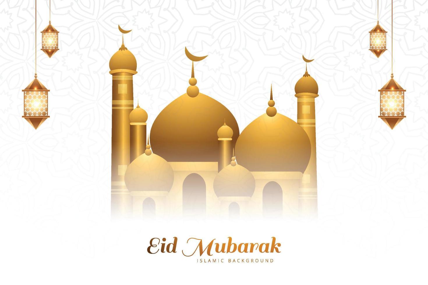 Eid mubarak islamic greeting card background vector