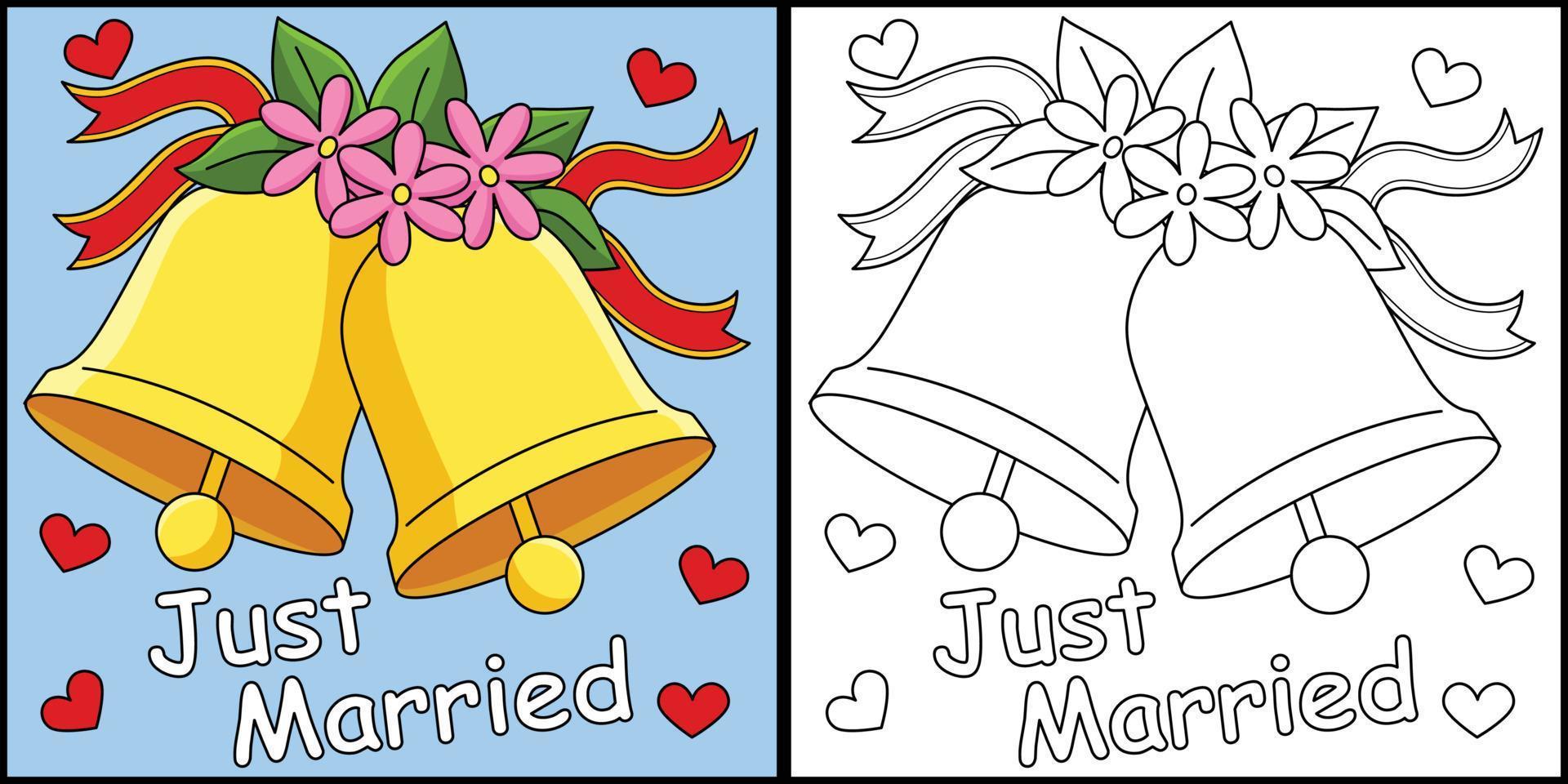 Wedding Bell Just Married Coloring Illustration vector