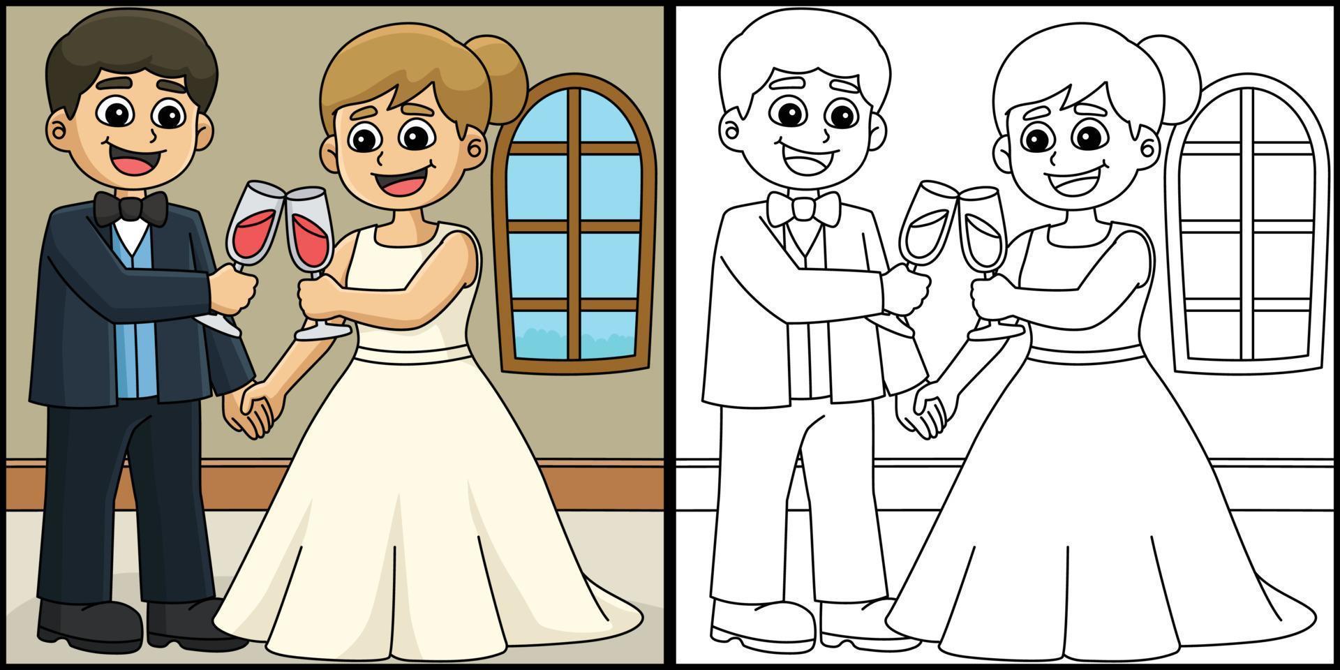 Wedding Groom And Bride Dancing Illustration vector