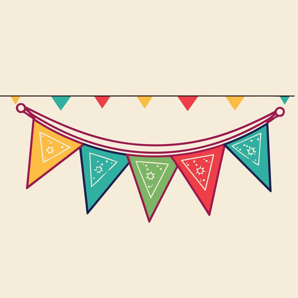 colorful hanging pennants decorations vector