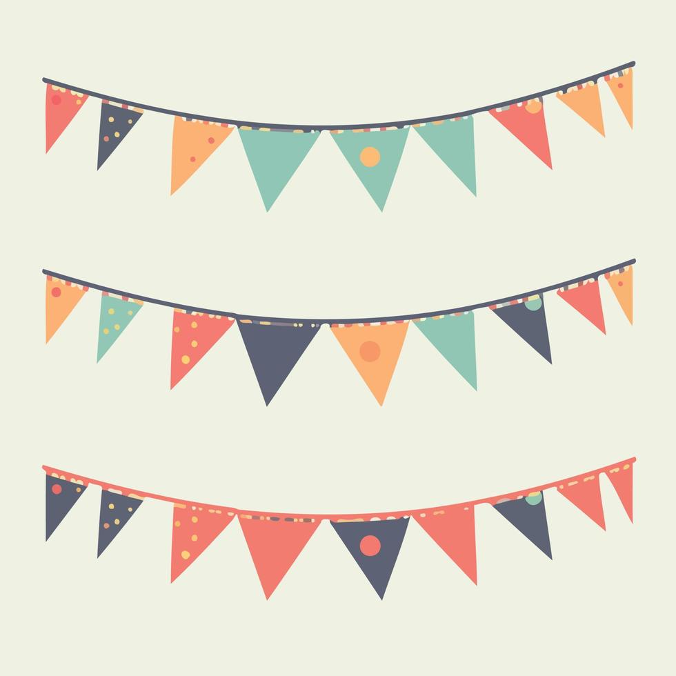 colorful hanging pennants decorations vector