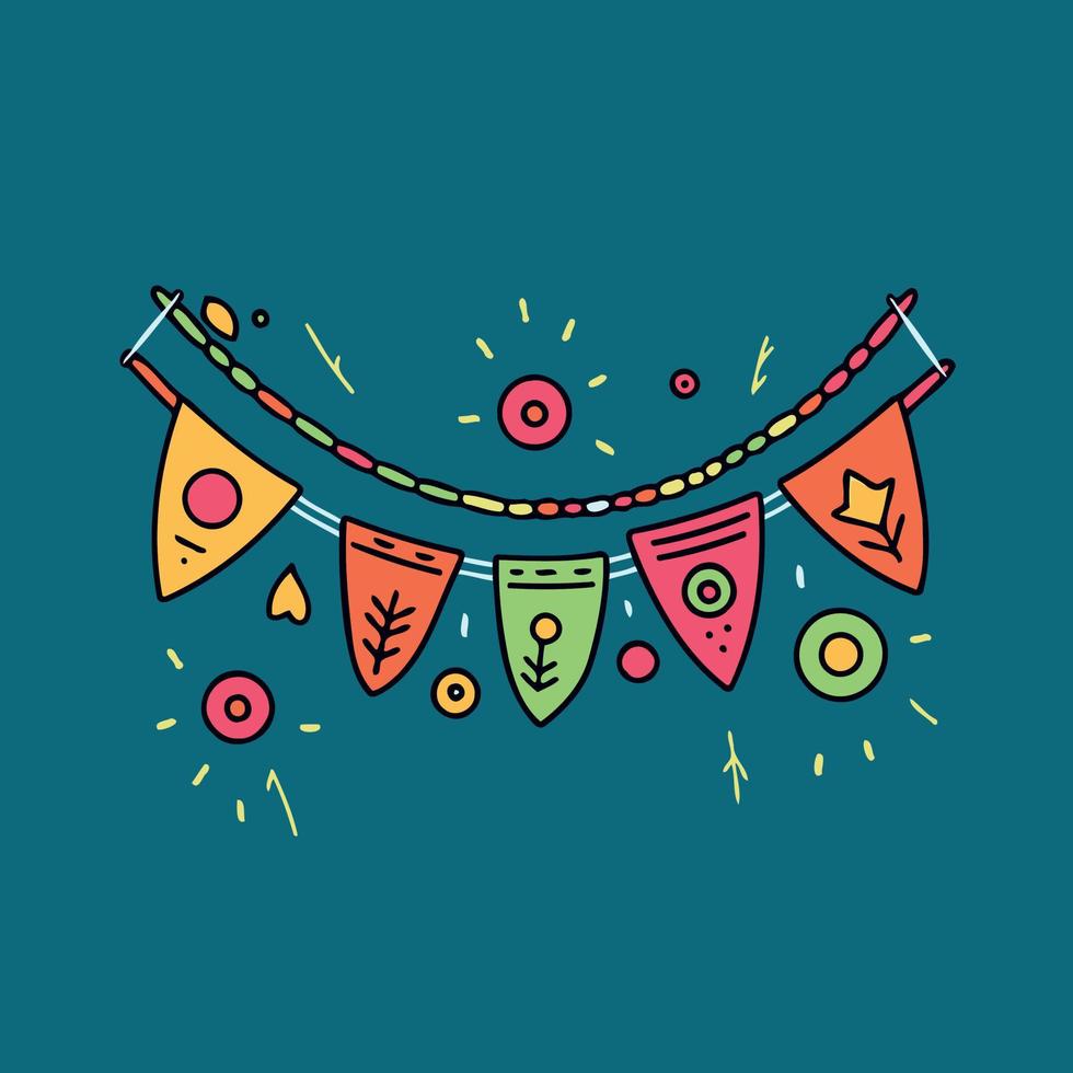 colorful hanging pennants decorations vector