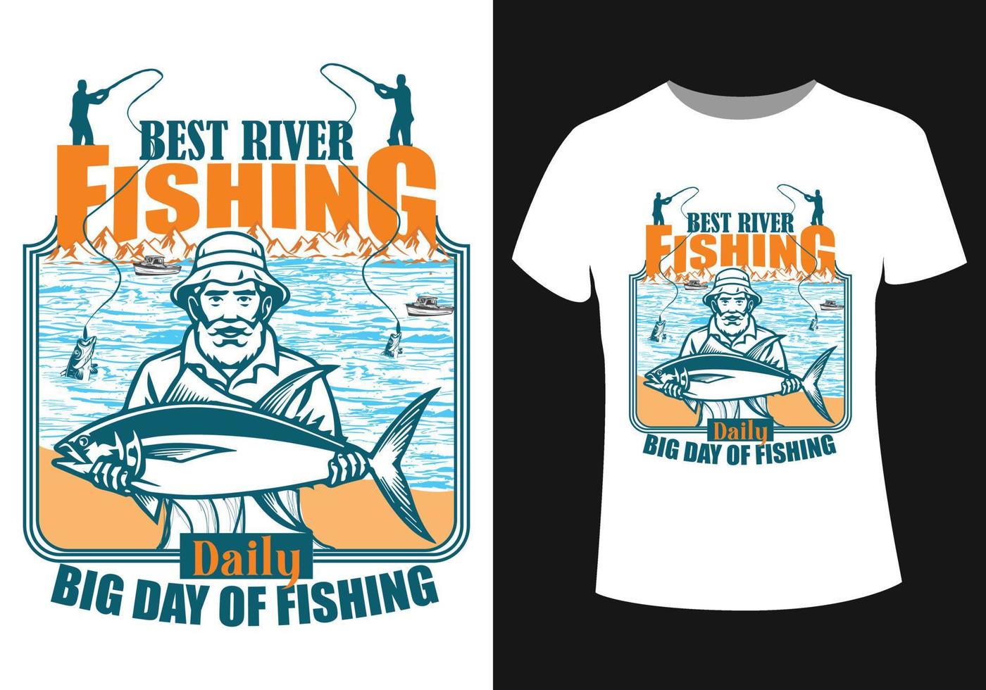 Best river fishing tshirt design vector