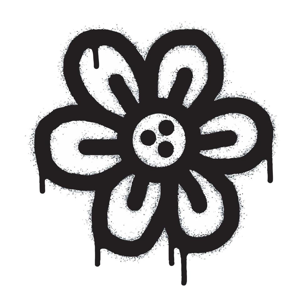 Spray Sprayed Graffiti flower icon isolated on white background. graffiti flower icon with spray on black vector