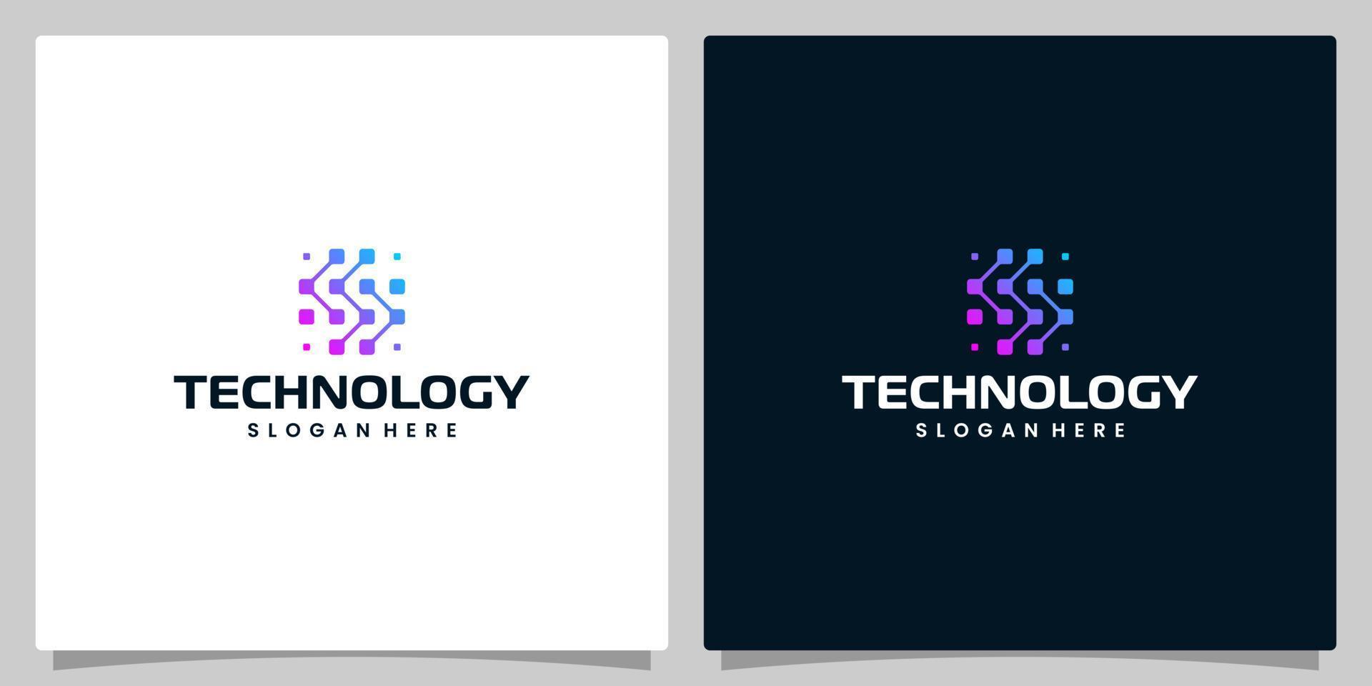 Abstract Digital technology logo design template with initial letter S graphic design illustration. Symbol for tech, internet, system, Artificial Intelligence and computer. vector