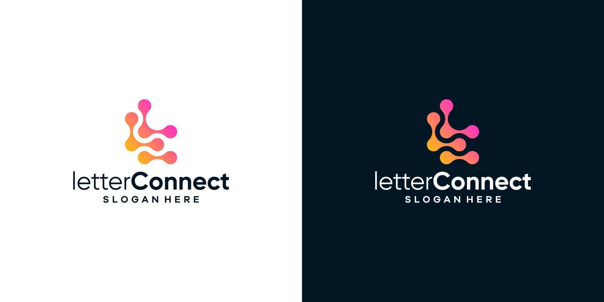 Initial letter L logo design template with tech style and gradient color graphic design illustration. icons for business, internet and technology, symbol, creative. vector