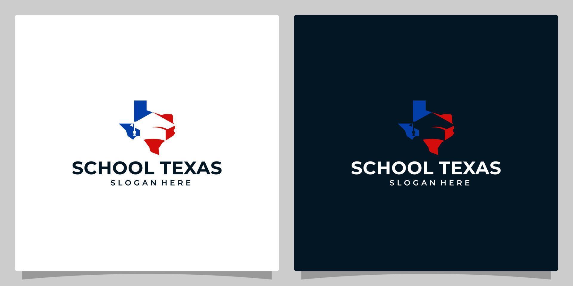 Texas estado mapa logo diseño modelo con colega, graduado, instalaciones, educación gráfico diseño ilustración. icono, símbolo, creativo. vector