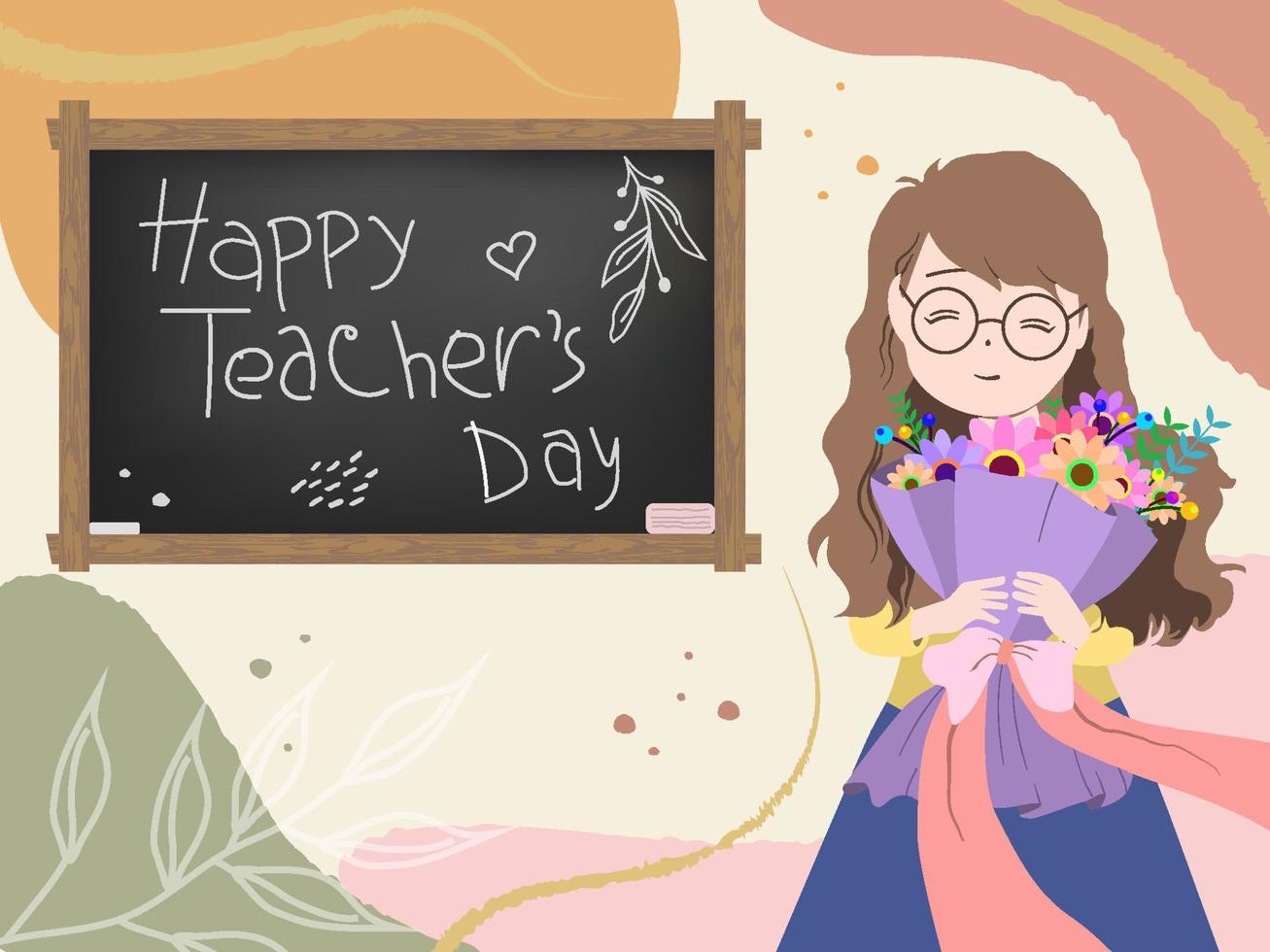 Happy teacher's day with  aesthetic background vector