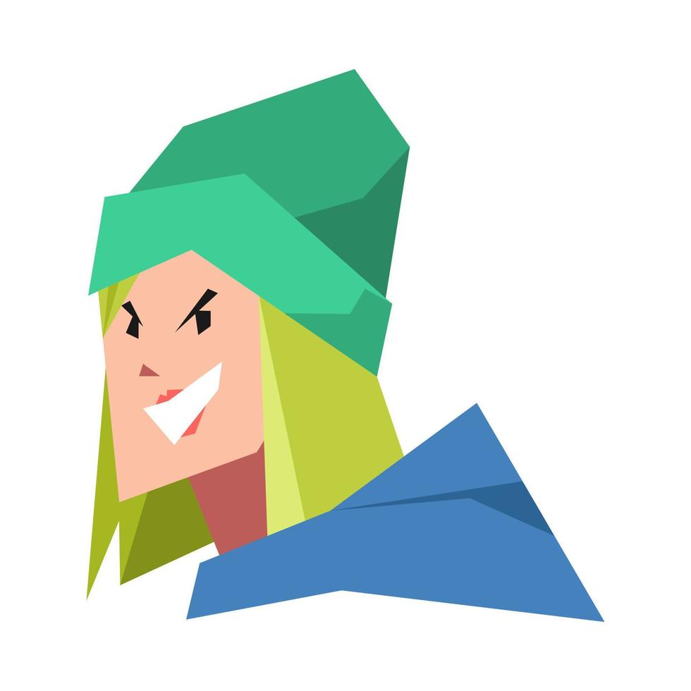 sonriente mujer personaje en gorro y sudadera. adecuado para avatar temas, belleza, moda, social medios de comunicación perfil fotos. plano vector ilustración.