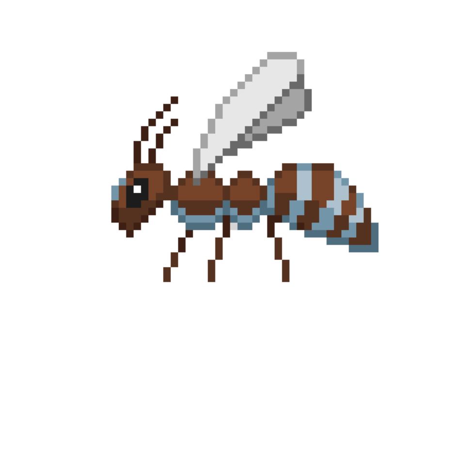 ein 8 Bit im Retro-Stil Pixel Kunst Illustration von ein Licht Blau Hummel Biene. png