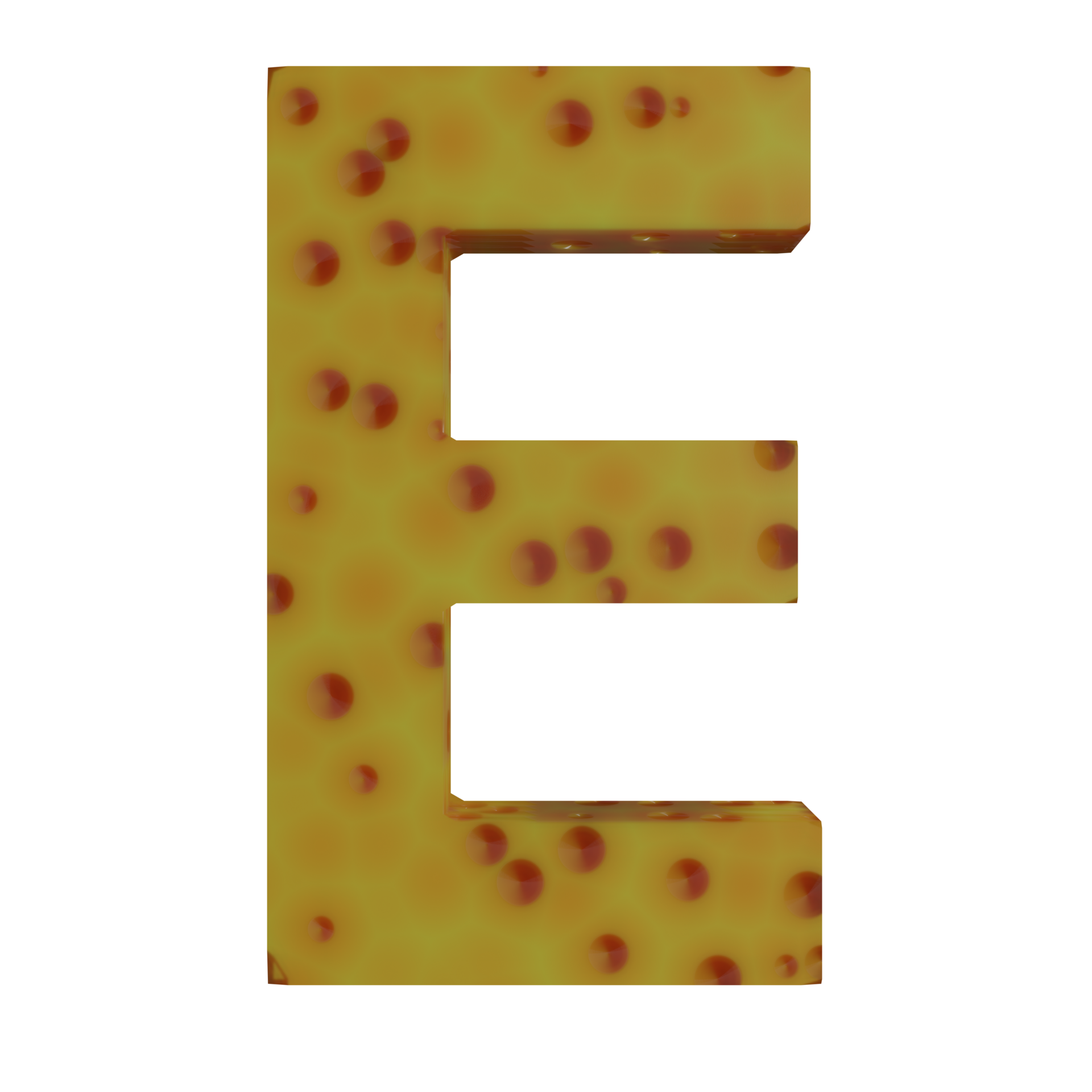 Free A 3D illustration of a cheeseshaped English letter E. 22661227 PNG with Transparent Background