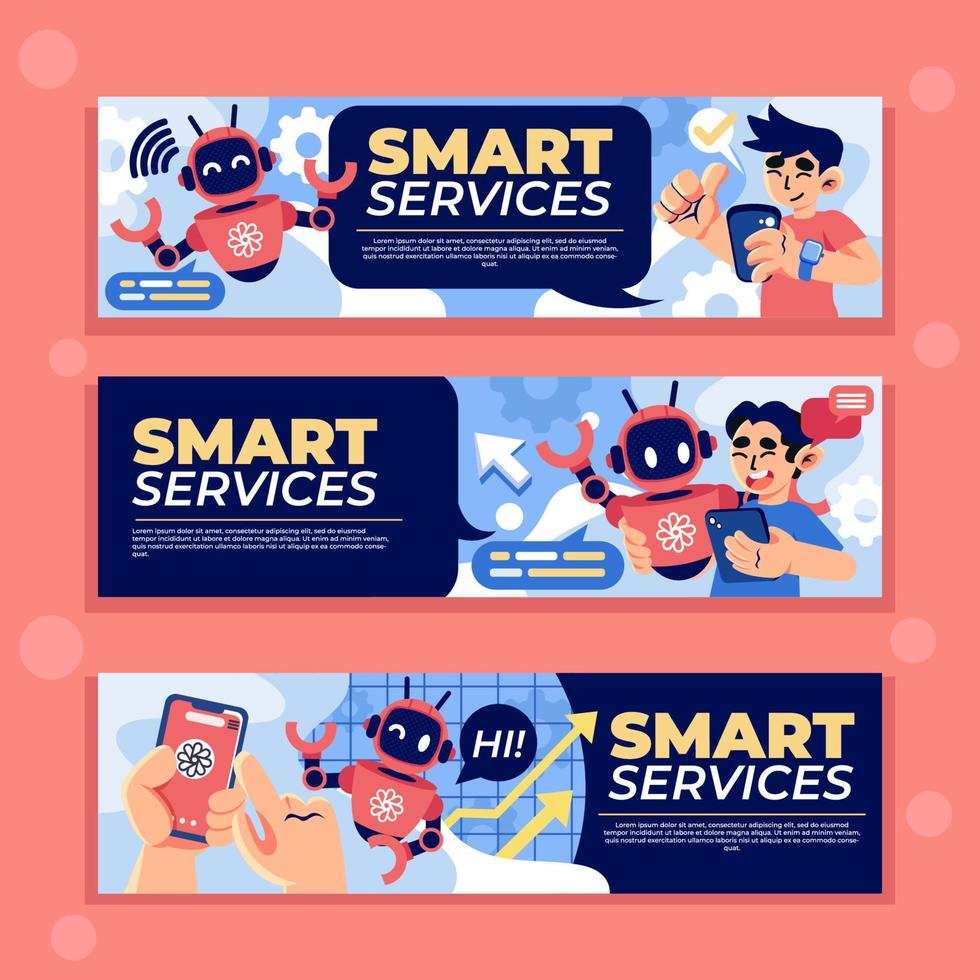 Smart Services Chat AI Technology Banner vector